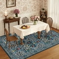 thumbnail image 2 of GlowSol 8'x10' Floral Area Rug Boho Washable Rug Non-Slip Low Pile Farmhouse Floral Carpet for Living Room Bedroom, Blue, 2 of 7