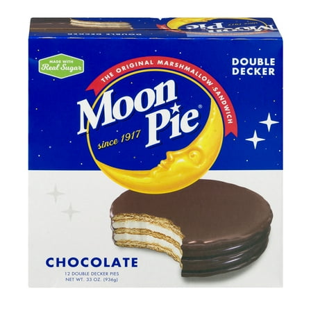 MoonPie Double Decker Chocolate Marshmallow Sandwich, 33 oz, 12 Count – A Rich, Indulgent Chocolate Snack Cake with Double Layers of Marshmallow