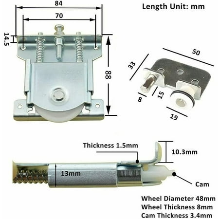 2 Paires Roulette Porte Coulissante Placard,Roulette de Porte