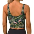 thumbnail image 3 of Vsdgher Flamingos And Palm Leaves Print Women Sleeveless Athletic Tank Top Built-in Bra Camisole Sports Vest for Yoga Running Fitness Exercise with Removable Pads, 3 of 8