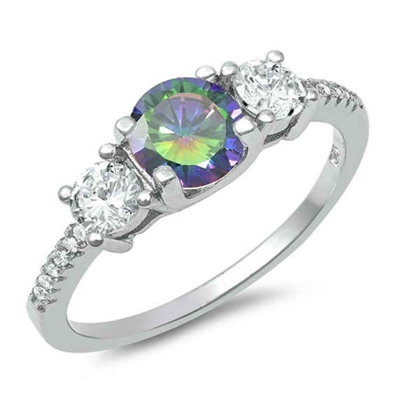CHOOSE YOUR COLOR Multi-color CZ Engagement Ring .925 Sterling Silver Band Black Female Size 10