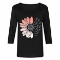 thumbnail image 4 of thefmos Women Plus Size Fall 3/4 Sleeve Round Neck Floral Graphic Pullover Tops Casual Basic Tshirt Dressy Blouses Trendy Winter Vacation Clothes, Black 2XL, 4 of 5