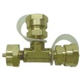 thumbnail image 1 of Marshall Excelsior Propane Adapter Fitting ME414P Tee Style; 1 Inch-20 FNPT Inlet x 1 Inch-20 MNPT Outlet; Brass; Single; With Plastic Clamshell, 1 of 1