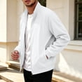 thumbnail image 5 of Mens Casual Bomber Jacket Windproof Mock Neck Full Zip Active Classic Fit Windbreaker Coat with Pockets for Fall Winter Streetwear Travel, White, L, 5 of 8