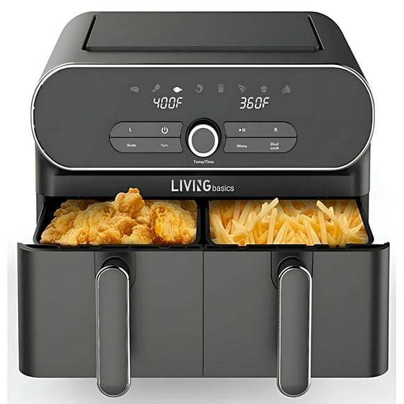 XL 11-Qt Dual Basket Air Fryer Oven, 1700W Dual Zone (2x5.5qt) AirFryers Oven with 2 Independent Frying Nonstick Baskets
