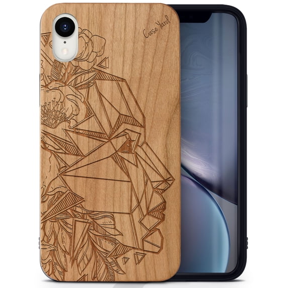 Case Yard Wooden Case Outside Soft TPU Silicone, Slim Fit Shockproof Wood Protective Phone Cover for Girls Boys Men and Women, Supports Wireless Charging Beautiful Mind Design case for iPhone-XR
