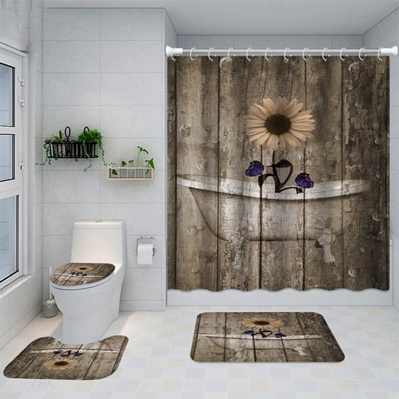 Innerwin 71x71 In Waterproof Fabric Sunflower Thickened Modern Shower Curtain With Hooks Bath Luxury Decor Heavy Duty Mildew Resistant Bathroom BK18#Sunflower 180x180cm/71x71"