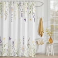 thumbnail image 3 of Shower Curtain Purple White Flowers Shower Curtains for Bathroom Decor, Waterproof Polyester Shower Curtain Set with Hooks, Extra Long 72" x 78" Floral Leaf, 3 of 9