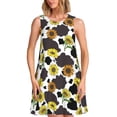 thumbnail image 1 of Fotbe Black Cow Sunflowers Vestido de Verano sin Mangas para Mujer – Vestido Midi Línea A, Estilo Camiseta Floral, Vestido Playero Casual y Fluido, 1 of 7