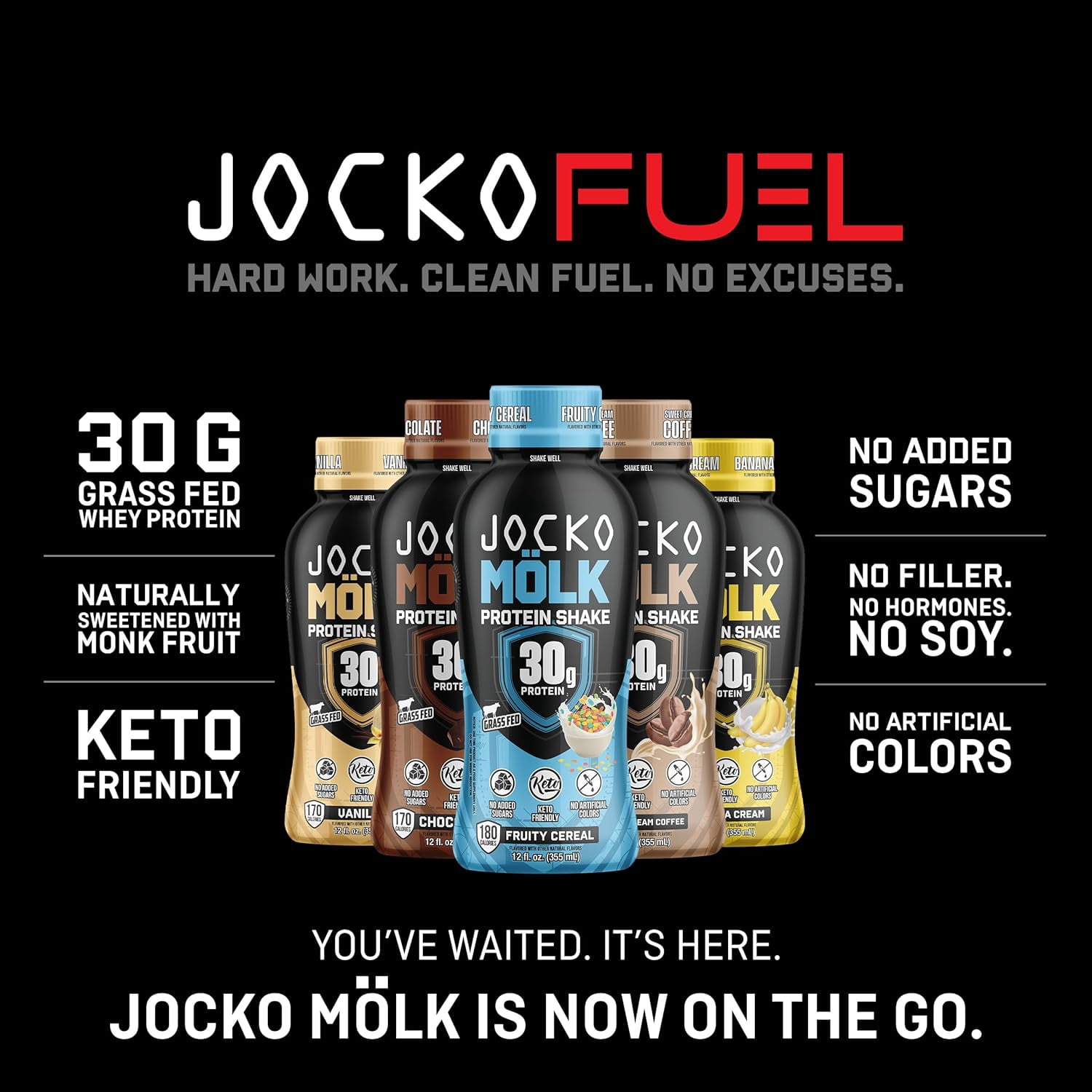 Jocko Fuel High Protein Shakes, Fruity Cereal, 12 fl oz, 12 Pack