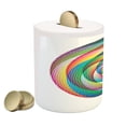 thumbnail image 2 of Rainbow Piggy Bank, Spiral Rosette Pattern with Wavy Stripes Abstract Contemporary Design, Ceramic Coin Bank Money Box for Cash Saving, 3.6" X 3.2", Multicolor, by Ambesonne, 2 of 4