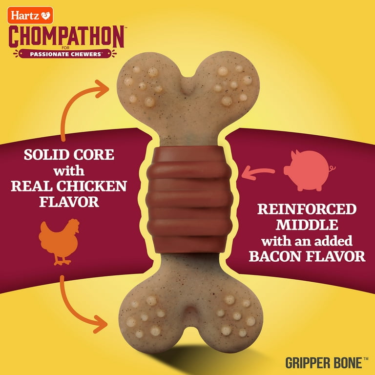 Chompathon Durable Nylon Dog Chew Toy with Real Chicken and Bacon