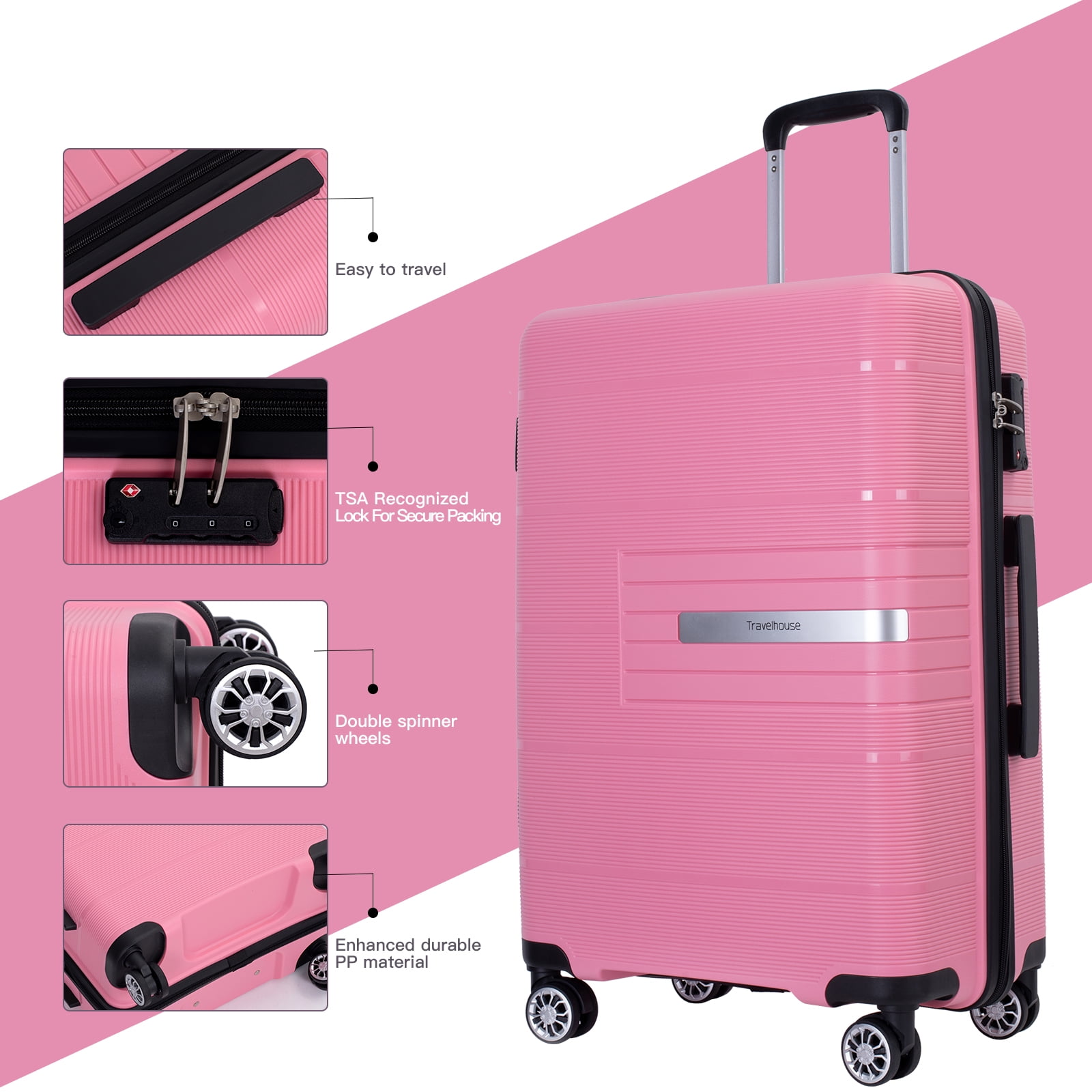 "Tripcomp 3Piece Luggage Set, Hardshell, Wheels, TSA Lock, Airline Approved, Orange (20""24""28"") ((图2)