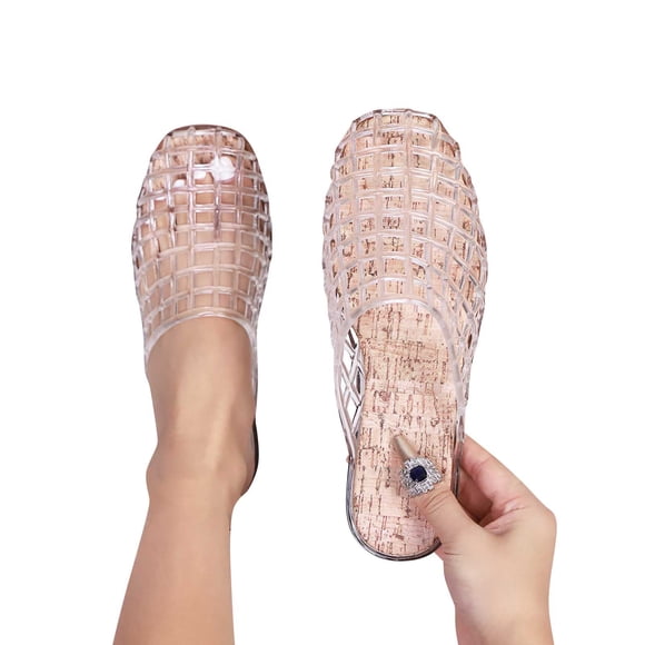 Women's Casual Flip Flops - Beach Wearing Flat Shoes with Jelly Color