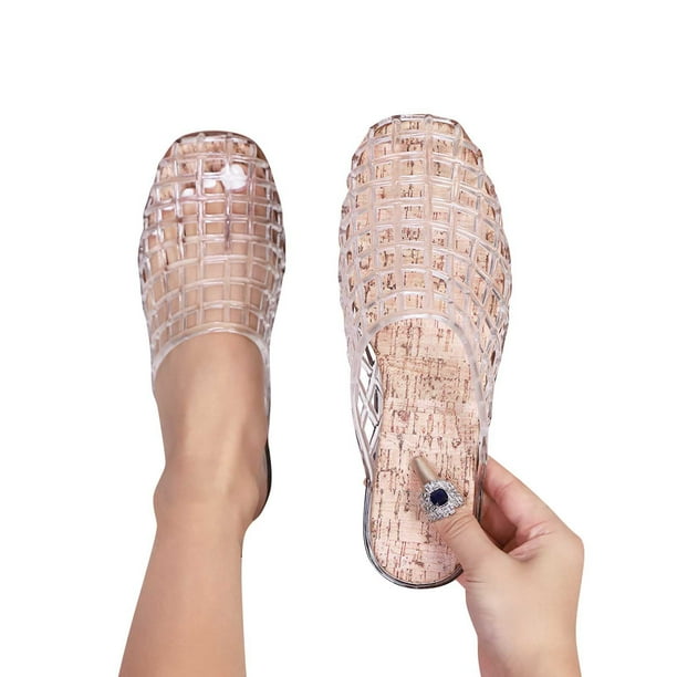 Amzcrzy Zapatos de mujer,Zapatos de mujer,Zapatillas de mujer, Chanclas planas de verano para mujer, de gelatina de cristal, informales, para playa Sandalias Mujer Zapatillas De Casa