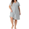 thumbnail image 2 of Agnes Orinda Women's Plus Size Nightgowns Button Down Sleepshirt Nightshirt Soft Sleepwear Pajama Dress 3X Gray, 2 of 6
