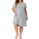 thumbnail image 2 of Agnes Orinda Camisones de Noche para Mujeres Talla Grande con Botones, Camisa de Dormir Suave, Vestido de Pijama 1X Gris, 2 of 6