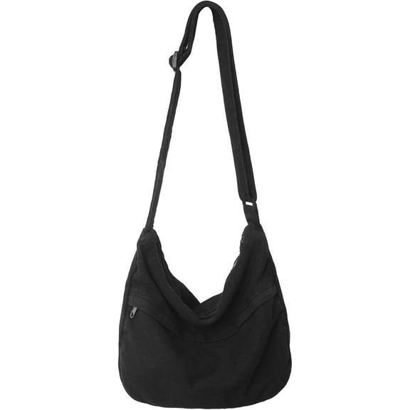 Canvas Messenger Bag Large Hobo Crossbody Bag with Zipper Casual Shoulder Tote Handbag for Women and Men