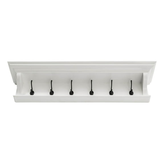 Home Wall Decorative Antique Brass Hardware 6 Hook Coat Rack 100Cm - White