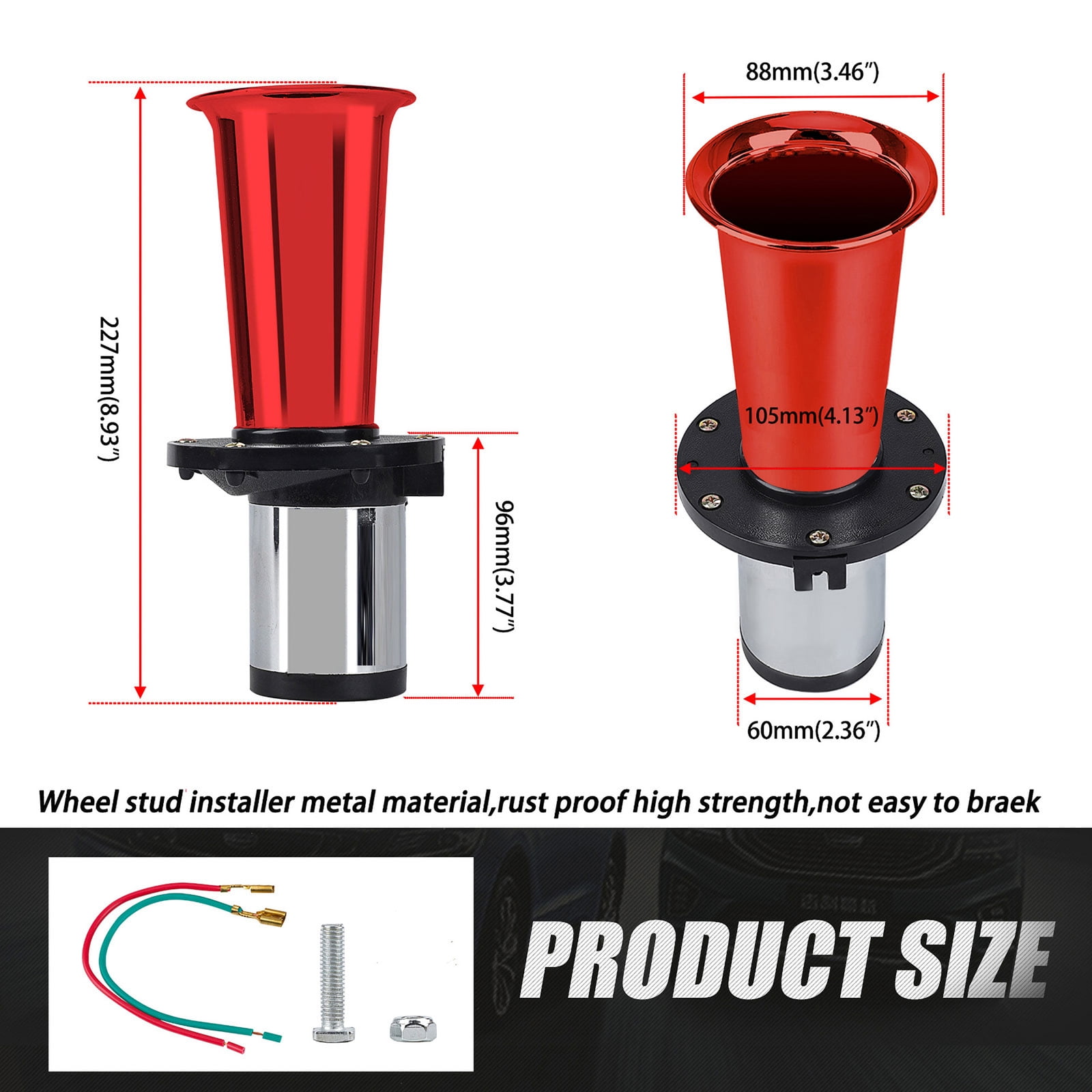 BIBABLYKE Horn Train Horn for Truck/Car Air Horn Chromes Plated Trumpet Super Loud 110dB for 12V Car Truck Motorbike Boats