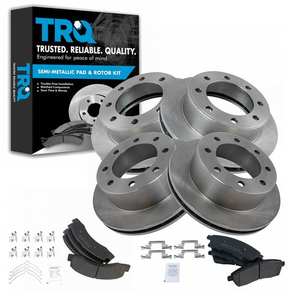 TRQ Front and Rear Brake Pad & Rotor Kit Brake Pads Brake Rotor Semi-Metallic Fits Select 2000-2005 Ford Excursion 2000-2004 F-250 Super Duty F-350 Super Duty