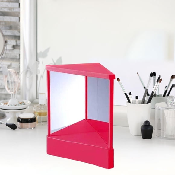 Espejo que no se revierte, imagen estable y verdadera del espejo de maquillaje, espejo cosmético para corrección facial, sala de estar, tocador, mesa rojo rosado
