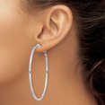 thumbnail image 5 of Auriga Fine Jewelry 925 Sterling Silver RH-plated 2x60mm Omega Back Round Hoop Earrings for Women, 5 of 6