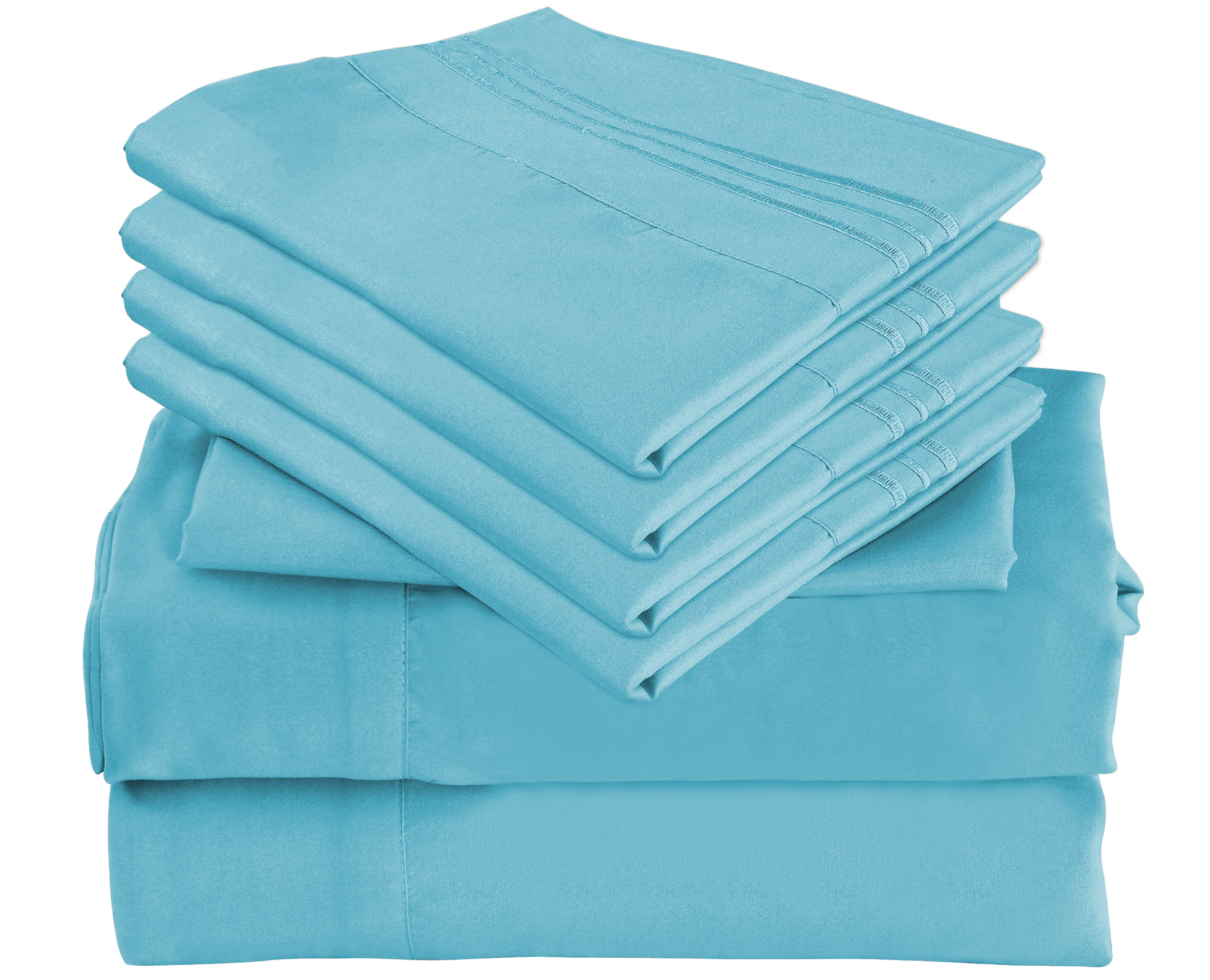 7 Piece Luxury Rayon Made From Bamboo Sheets Set- Split King Aqua Sheets, Softer Than Cotton-Up To 16" Deep Pockets-Wrinkle Free-Extremely Soft Bamboo Derived Rayon Sheets- Split King,Aqua