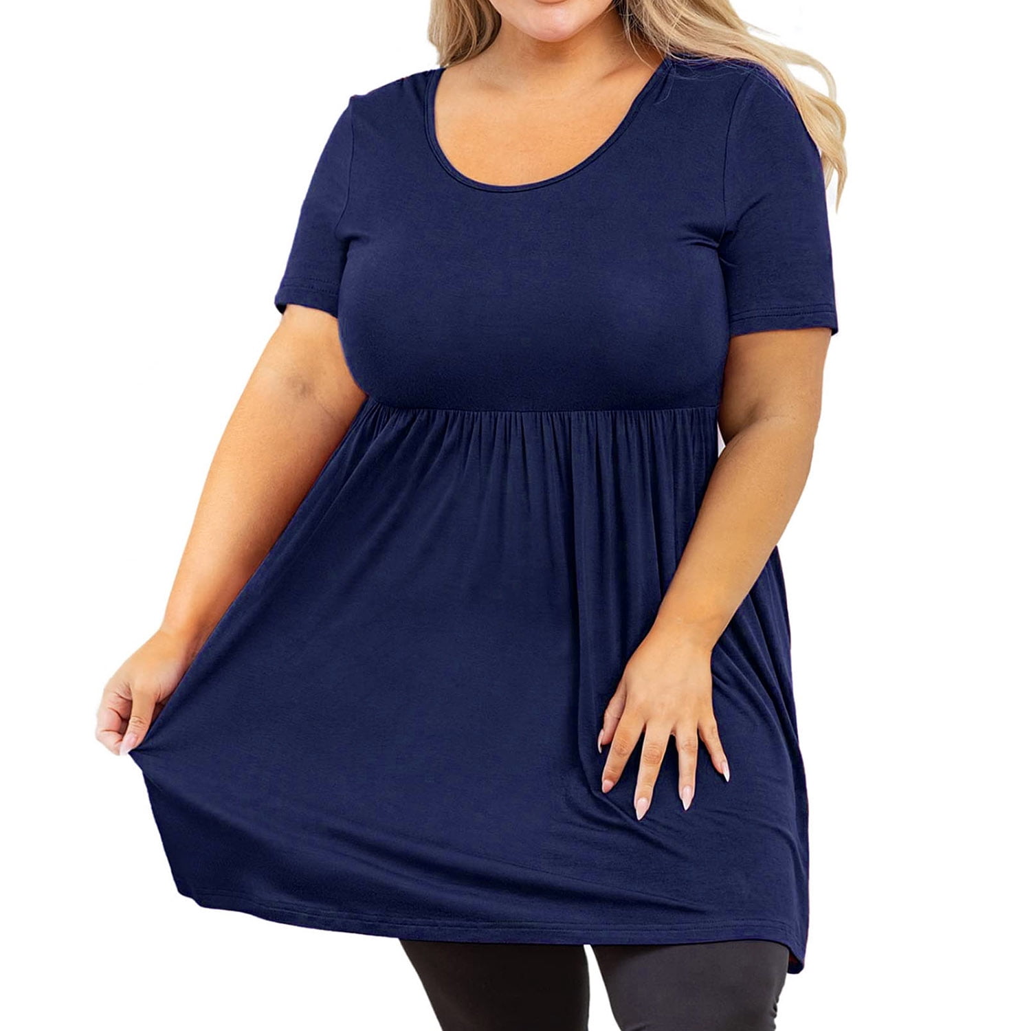 Tunique Grande Taille pour Femmes Manches Courtes Col Rond Ample T