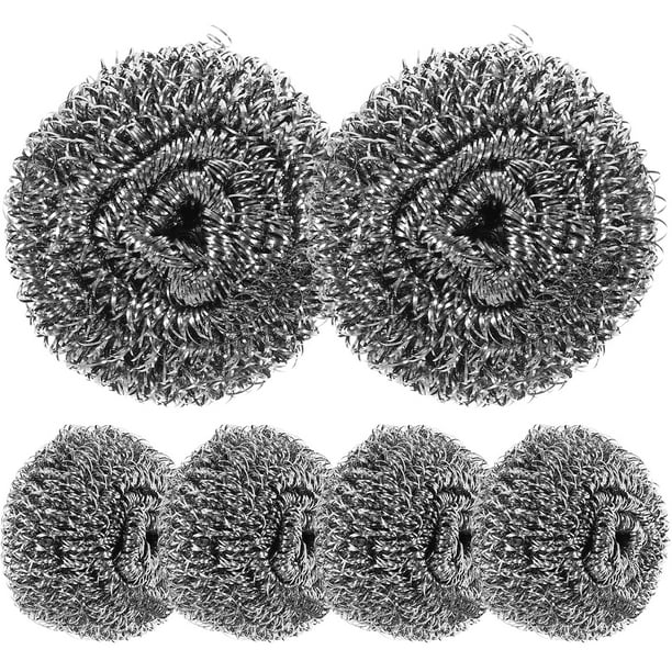 6 estropajos de cocina de acero inoxidable, reutilizables, para ollas y platos.