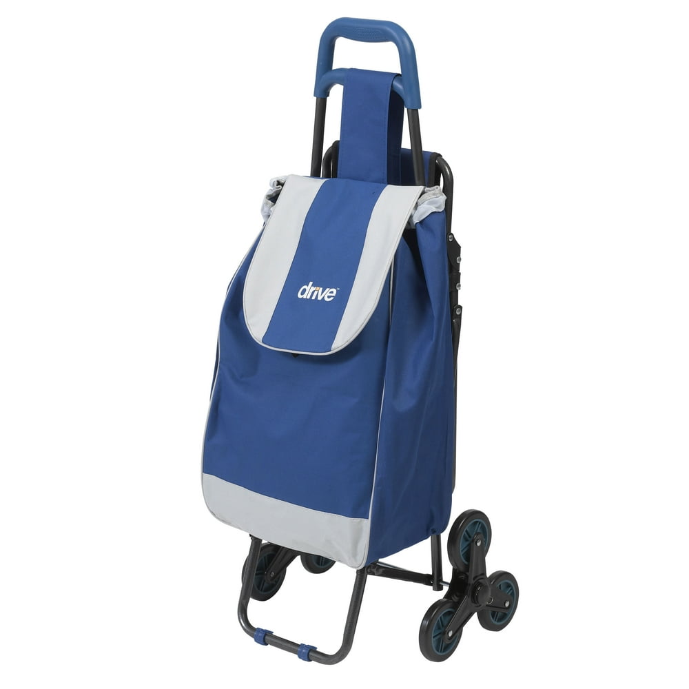 Drive Medical Deluxe Rolling Shopping Cart with Seat, Blue Walmart