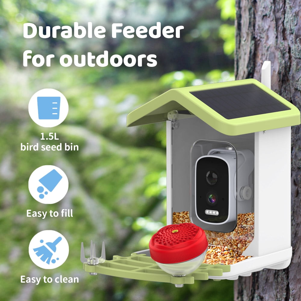 Smart Bird Feeder with Camera Solar Powered, 4K HD, AI Recognition, Instant Arrival Alerts, Motion Sensor, Gift for Bird Lover