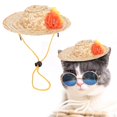 thumbnail image 2 of Gorro de paja para mascotas con flores coloridas para decoraciones de disfraces de fiesta(L), 2 of 8