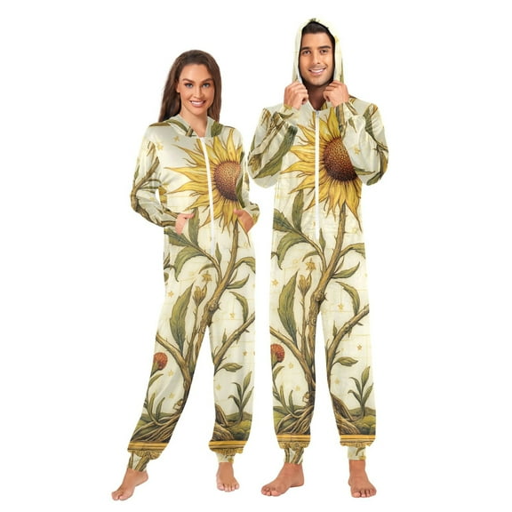 Sunflower Adult onesie Pajamas, Crystal Velvet Ultra Soft Warm Jumpsuit for Men and Women