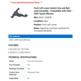 thumbnail image 2 of Front Left Lower Control Arm and Ball Joint Assembly - Compatible with 2003 - 2009 Toyota 4Runner 2004 2005 2006 2007 2008, 2 of 2