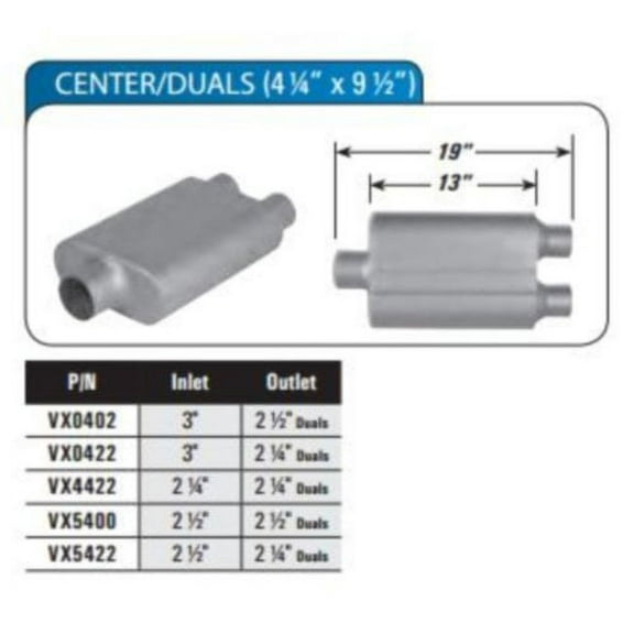 AP EXHAUST PRODUCTS VX0402 MUFFLER - XLERATOR VX PERFORMANCE