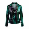 thumbnail image 4 of Green Going Out Tops for Women Blouse Women's Elegant Long Sleeve Tops Festive Satin Blouse Casual Business Shirt Blouse Tops Comfortable Shirt, 4 of 4