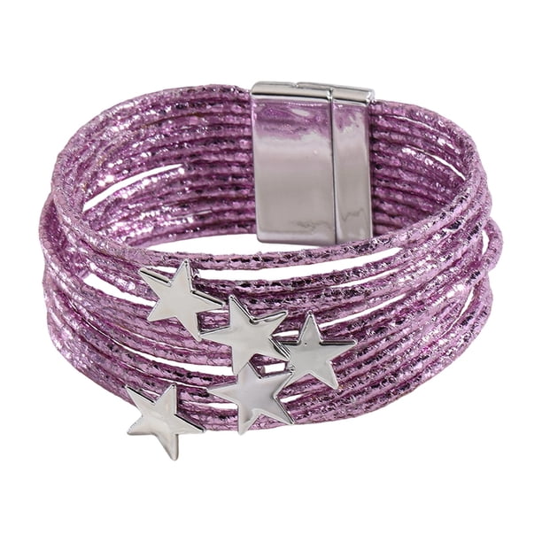 Pulsera tipo brazalete para niña, pulsera apilable, artículos para fiestas, multifuncional . Púrpura
