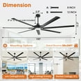 thumbnail image 6 of 100" Industrial 7-Blade HVLS Ceiling Fan with Remote and LED Lights, Dimmable Ceiliing Fan, Downrod Ceiling Fan, 6 of 16