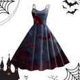 thumbnail image 2 of Women Vintage Halloween Print Sleeveless 1950s Evening Swing Party Prom Dress, 2 of 3