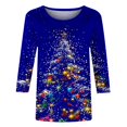 thumbnail image 4 of 2026 ! asdoklhq Plus Size Christmas Clothing, Women's Fashion Tees Casual Crewneck 3/4 Sleeve Loose T Shirt Ladies Tops Blouses Shirts, 4 of 5