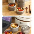 thumbnail image 3 of Microwave Oven Round Portable Simple Lunch Box Office Worker Student Multi-layer Soup Bowl Food Grade Stainless Steel Lunch Box 2layerbagcoffee, 3 of 6
