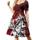thumbnail image 3 of Vestido de vendaje de manga corta con sangriento, estilo collage de películas de terror clásicas vintage en blanco y negro para mujer, de verano., 3 of 7