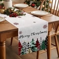 thumbnail image 2 of Merry Christmas Cotton Linen Table Runner Green Red Black Plaid Christmas Tree Snowflakes Linen Dining Table Runners for Home Decor Party Dining Room Restaurant Kitchen Party 13" x 48", 2 of 9