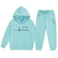 thumbnail image 4 of GBSYEWXS Casual Outfit Set For Teen Girls Letter Print Comfortable Sweatshirt Pant 0 Long Sleeve Sky Blue Outfits Sets Size 13-14 Years, 4 of 4