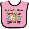 thumbnail image 3 of Inktastic My Meemaw Loves Me with Sloth and Hearts Boys or Girls Baby Bib, 3 of 4