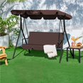 thumbnail image 3 of Topeakmart 3-Seat Patio Swing Chair with Adjustable Canopy, Dark Brown, 3 of 8