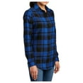 thumbnail image 4 of Yellow Rooster Flannel Shirts For Women Plaid Jackets Long Sleeve Button Down Royal/ Black M, 4 of 6