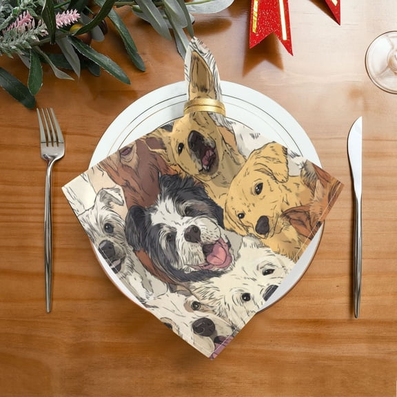 20"x20" Satin Dinner Napkin A Large Group Of Dogs Table Napkins for Wedding Birthday Restaurant Party Tableware Decoration 1 Pack