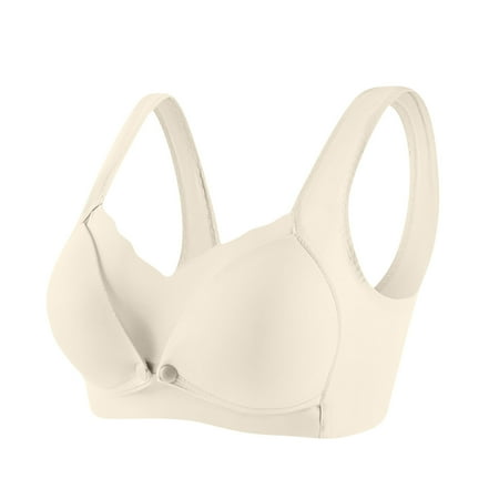Nursing Bra For Women Comfort Front Closure Wirefree Full Figure Bra Plus Size Gathered Lingerie Seamless Brassiere T-Shirt Bra White XXXL